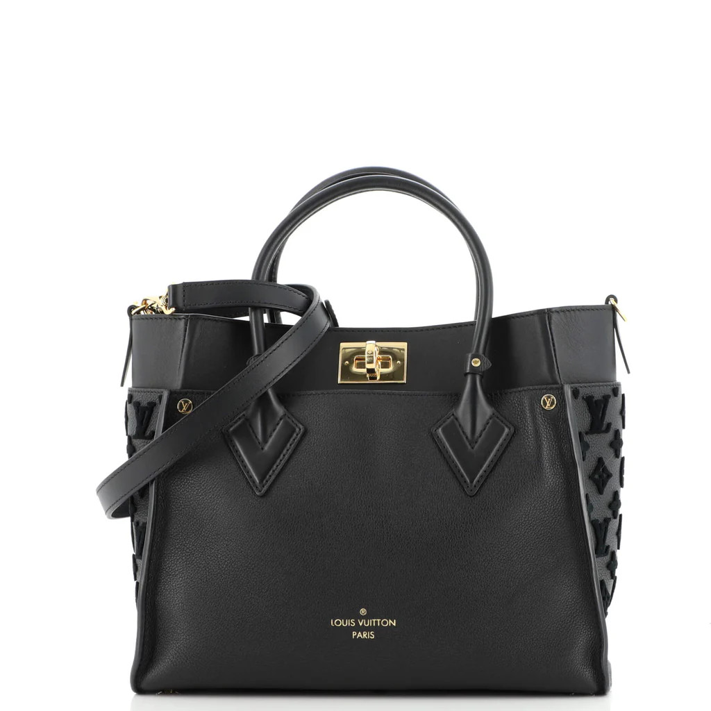 Louis Vuitton On My Side Tote Monogram Tuffetage Leather Black 1571831 | Rebag