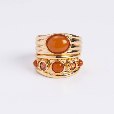 Luv Aj Valencia Ring Set 2pc - Gold/Red Size 8 | Target