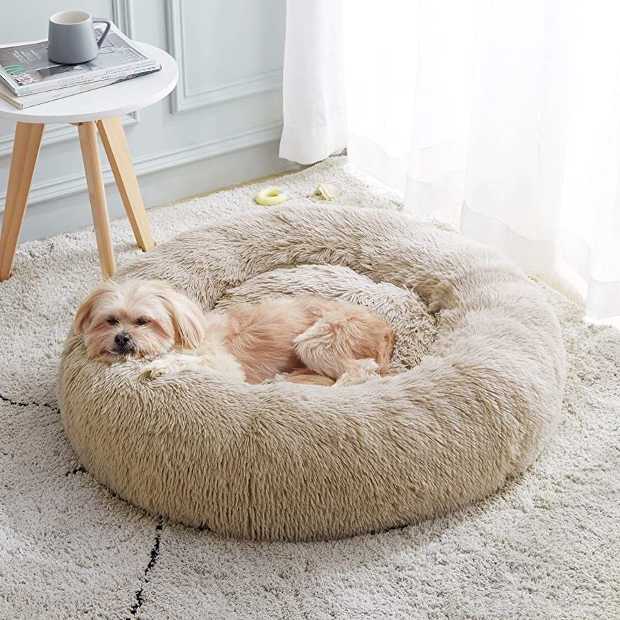 Calming Dog Bed & Cat Bed, Anti-Anxiety Donut Dog Cuddler Bed, Warming Cozy Soft Dog Round Bed, F... | Amazon (US)