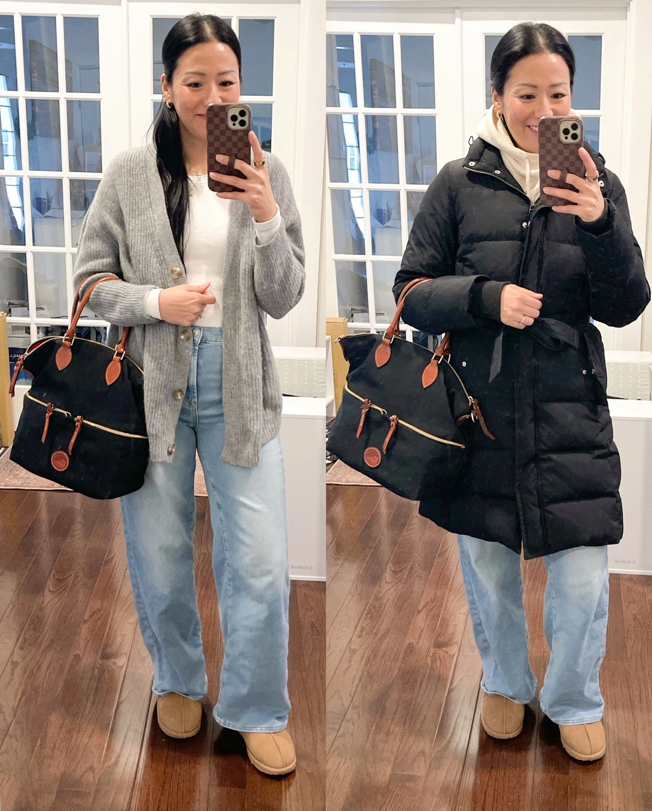 Small bodysuit 
size extra small cardigan 
size 26 regular jeans
kids size 6 UGGs (equivalent to women’s size 8)
Size small coat ￼

#LTKgrwm #LTKOver40 #LTKootd