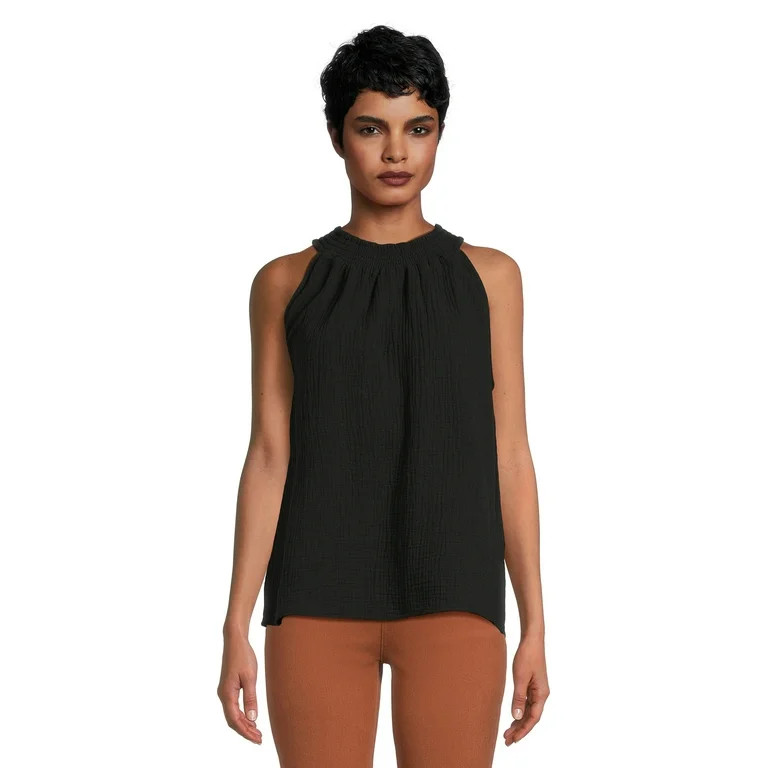 Time and Tru Women's Smocked Halter Woven Top, Sizes S-XXXL | Walmart (US)