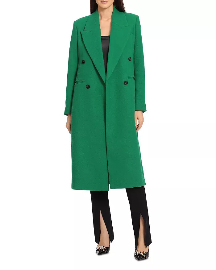AVEC LES FILLES Tailored Double Breasted Electric Ivy Midi Coat Bright Green *XS | eBay US
