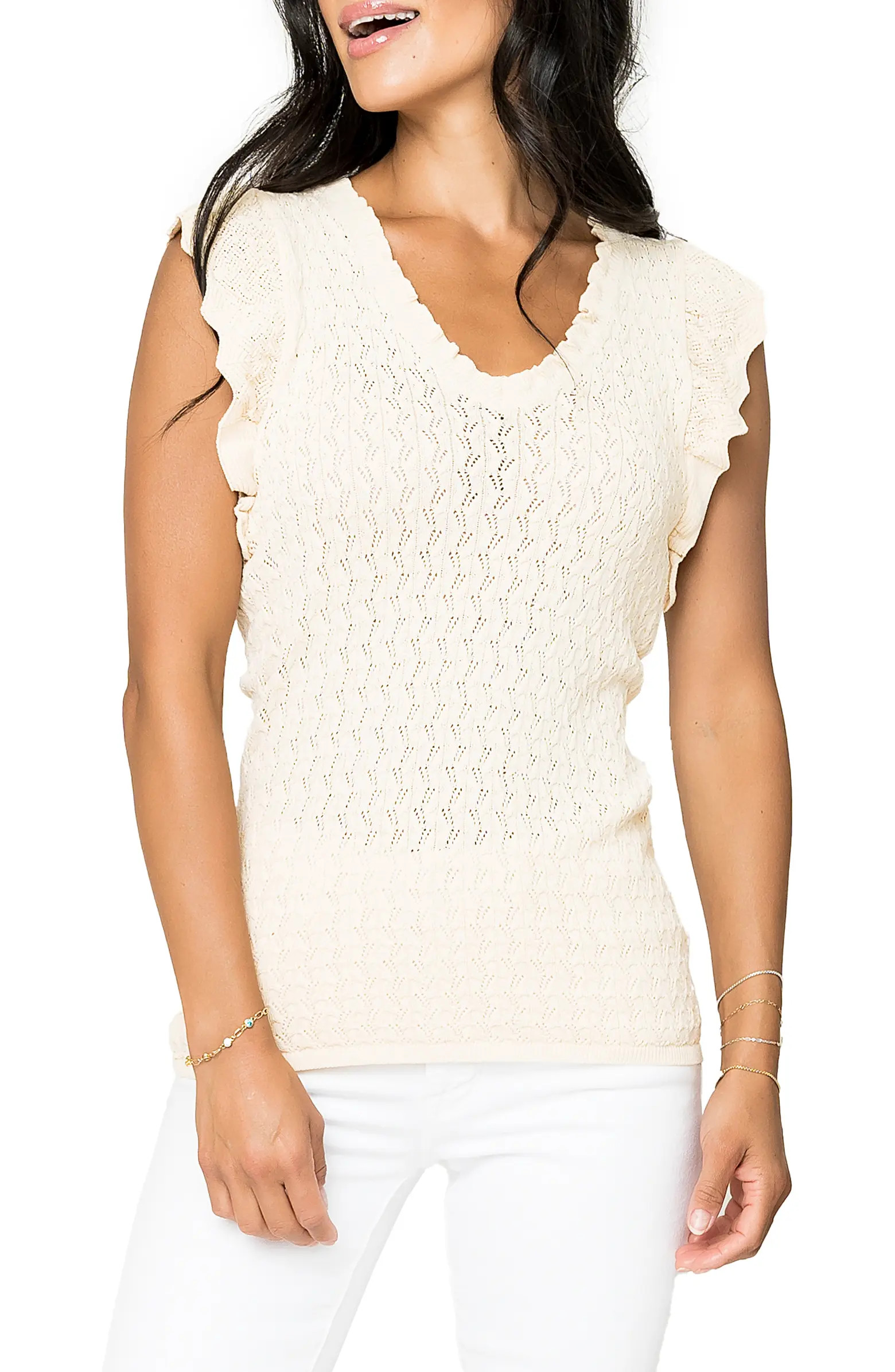 GIBSONLOOK Pointelle Sleeveless Sweater | Nordstrom | Nordstrom