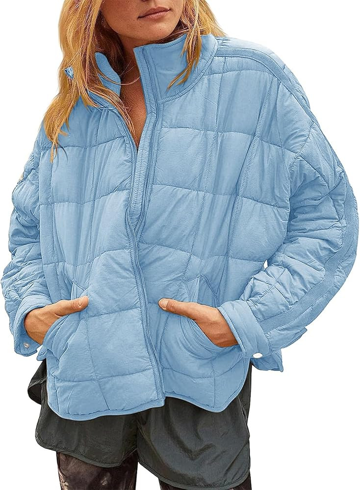 Muchpow Women's Lightweight Down Coat Long Sleeve Full Zipper Oversized Packable Short Puffer Jac... | Amazon (US)