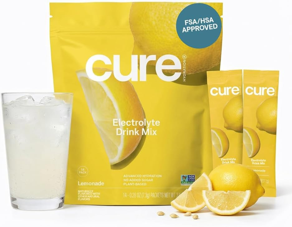 Cure Hydration | Plant-Based Electrolyte Drink Mix | No Added Sugar | FSA-HSA | Dehydration Relie... | Amazon (US)