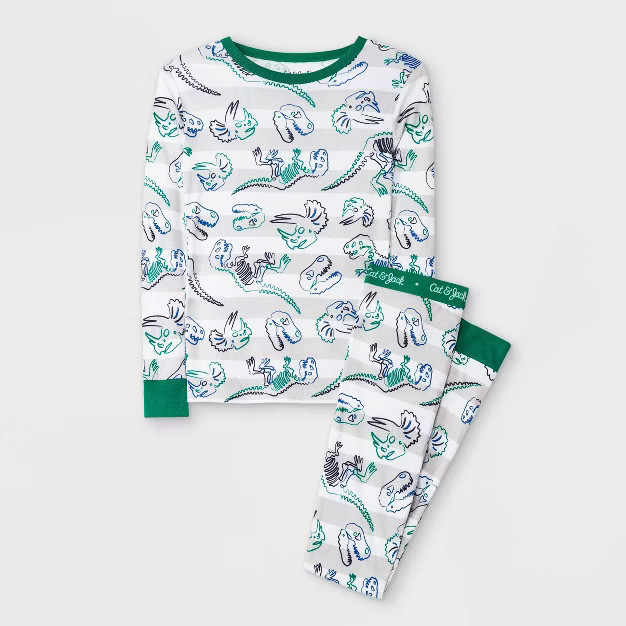 Boys' 2pc Striped Dino Pajama Set - Cat & Jack™ White | Target