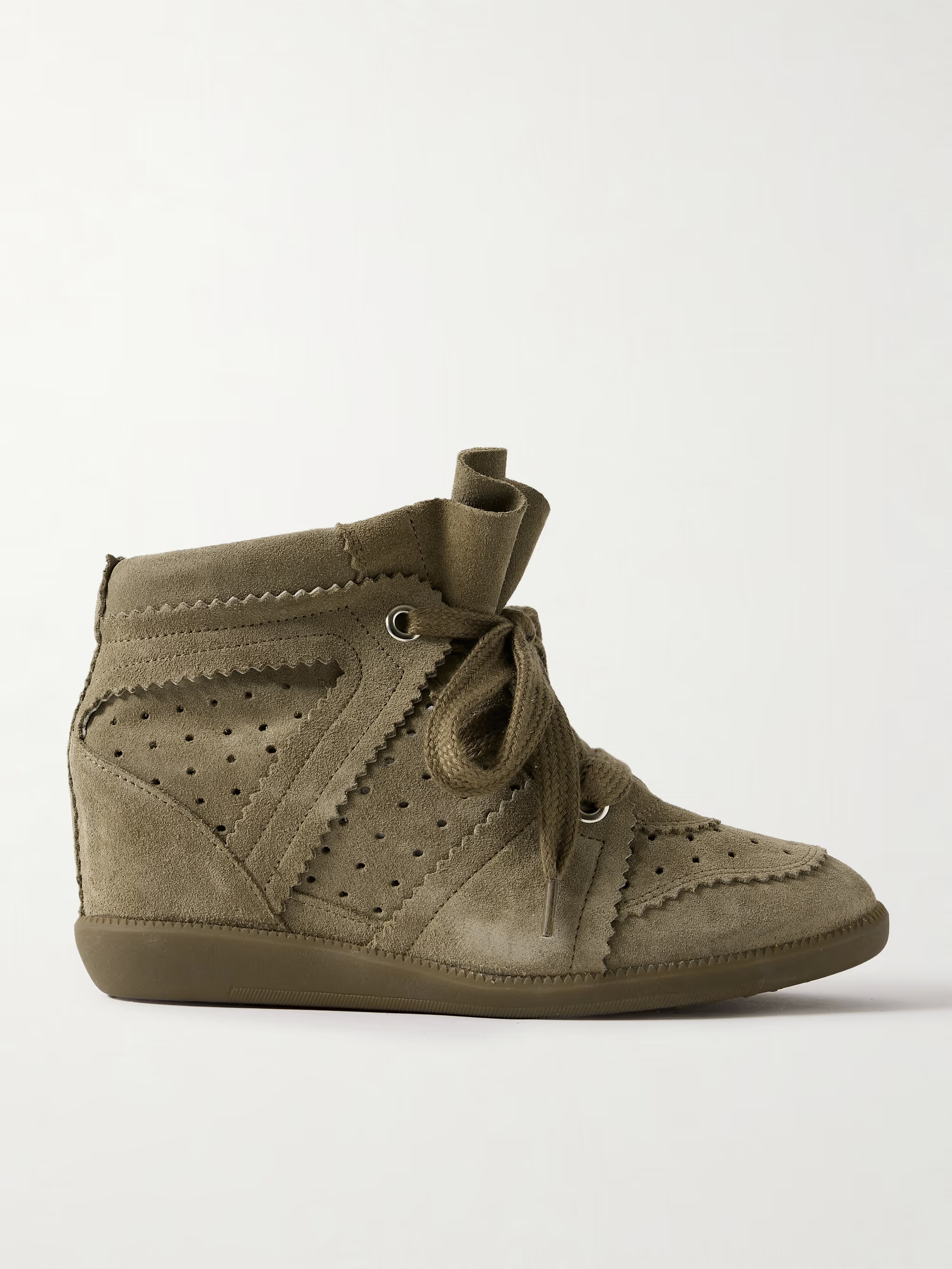 Bobby perforated suede wedge sneakers | NET-A-PORTER (US)