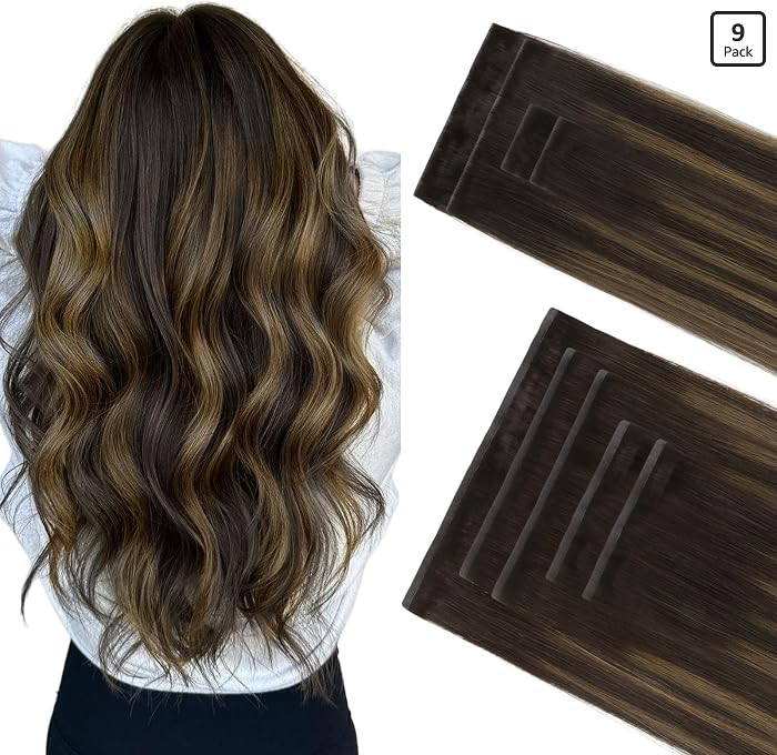 GOO GOO Invisi Edge Clip in Hair Extensions Set, 14inch 150g, 4pcs Injected Seamless PU Clip ins ... | Amazon (US)