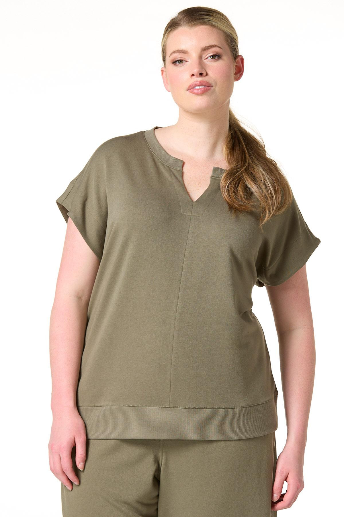 Plus Size Green V- Neck Top | Cato Fashions