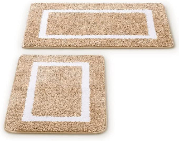 2 Pack Ultra Soft Microfiber Bath Mat, Anti Slip Bath Rug Set, Strong Absorbent, Machine Washable... | Amazon (US)