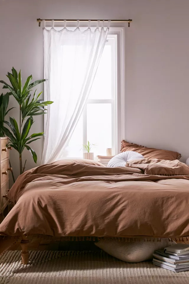 Washed Cotton Tassel Duvet Cover | Urban Outfitters (US and RoW)
