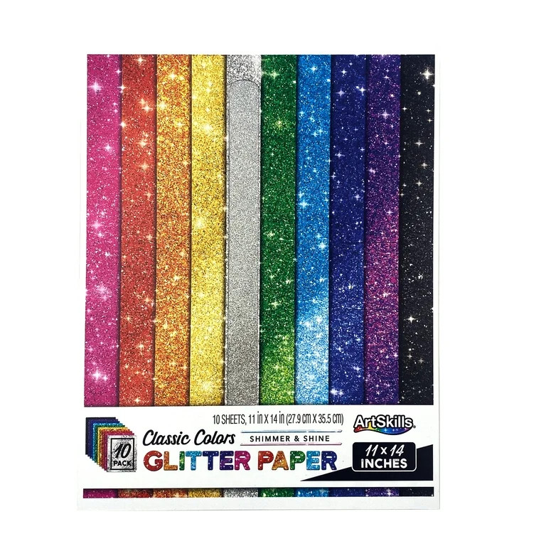 ArtSkills Glitter Paper, 11" x 14", 10 Assorted Sheets for Arts, Crafts, Scrapbooking & Card Maki... | Walmart (US)