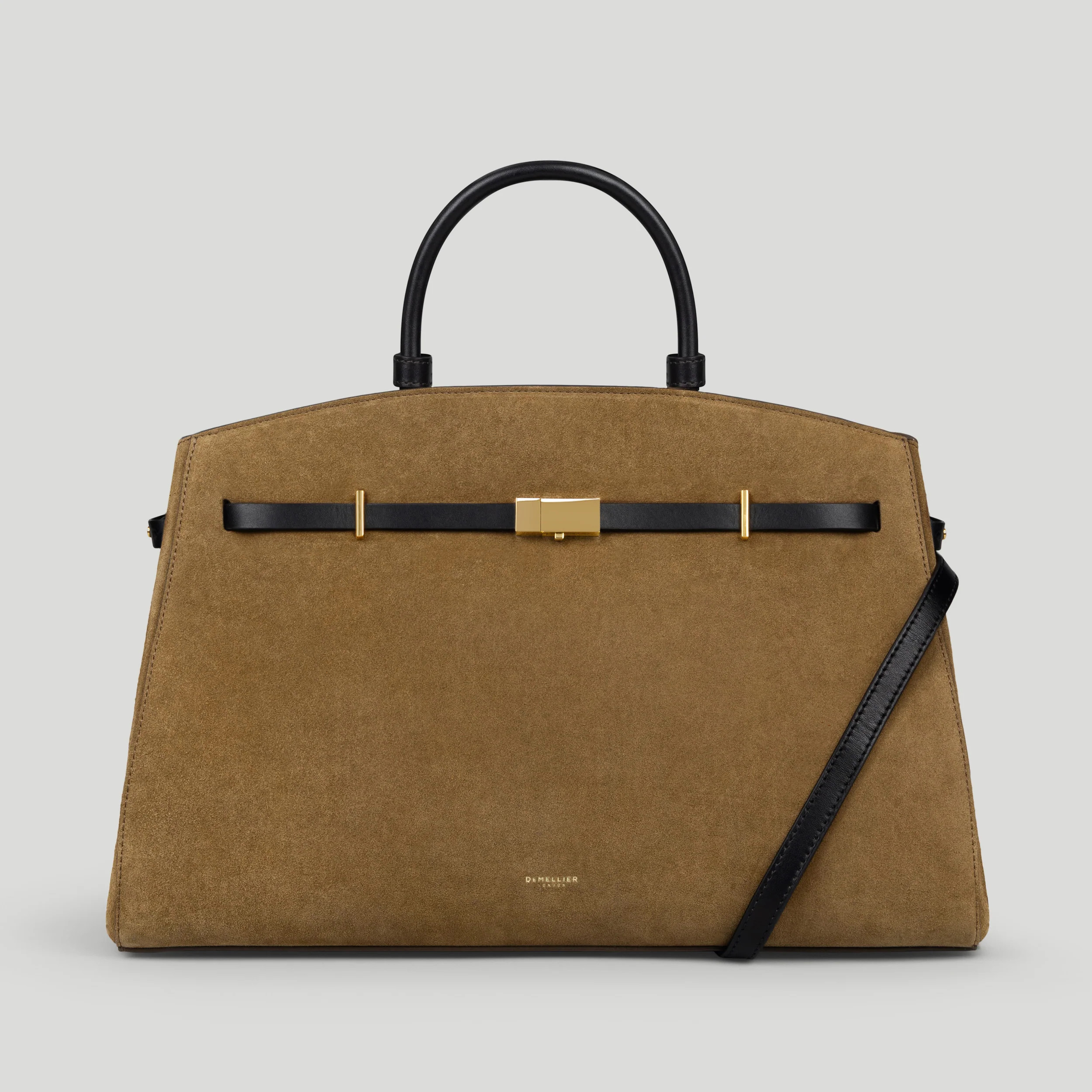 DeMellier The Hudson in Tobacco Suede & Black Smooth Leather Tote & Work bag | DeMellier