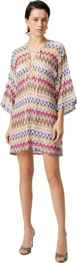 Short Cover-up Caftan In Lamé Viscose Lace | Nordstrom