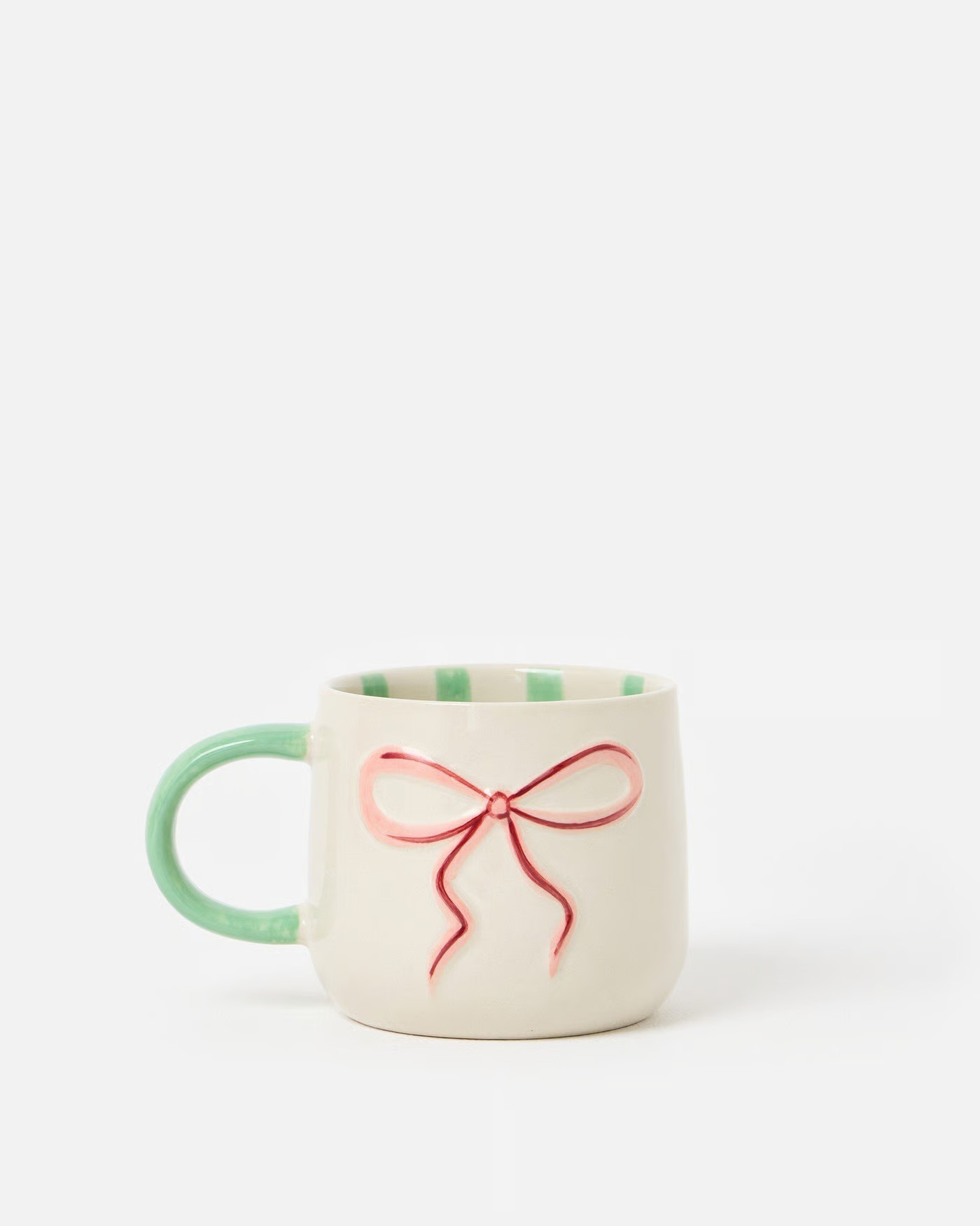 Cream Ceramic Stripe Bow Mug | Oliver Bonas | Oliver Bonas (Global)