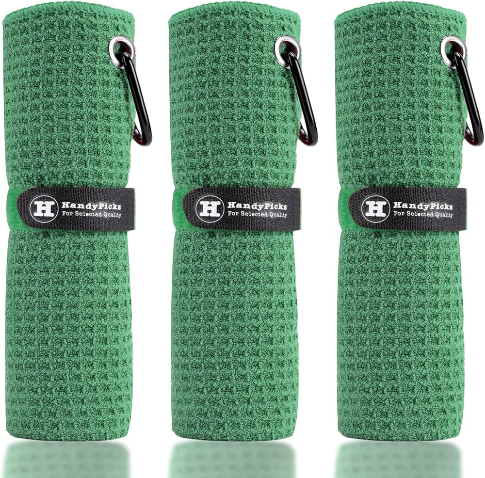 Handy Picks Microfiber Golf Towel (16" X 16") with Carabiner Clip, Waffle Pattern Golf Towel Hook... | Amazon (US)