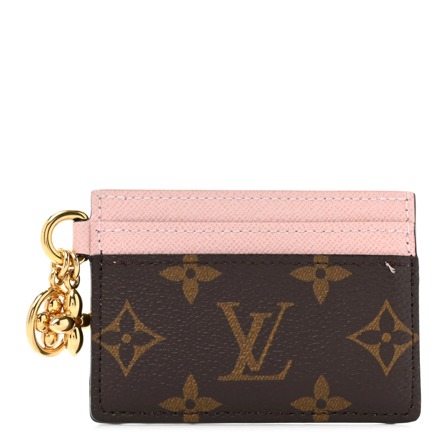 Monogram LV Charms Card Holder Rose Ballerine | FASHIONPHILE (US)