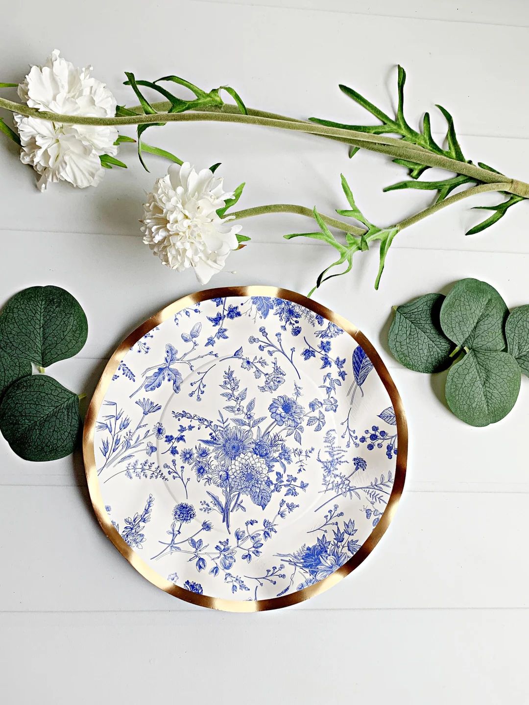 Blue Toile Dessert Plates | Etsy (US)