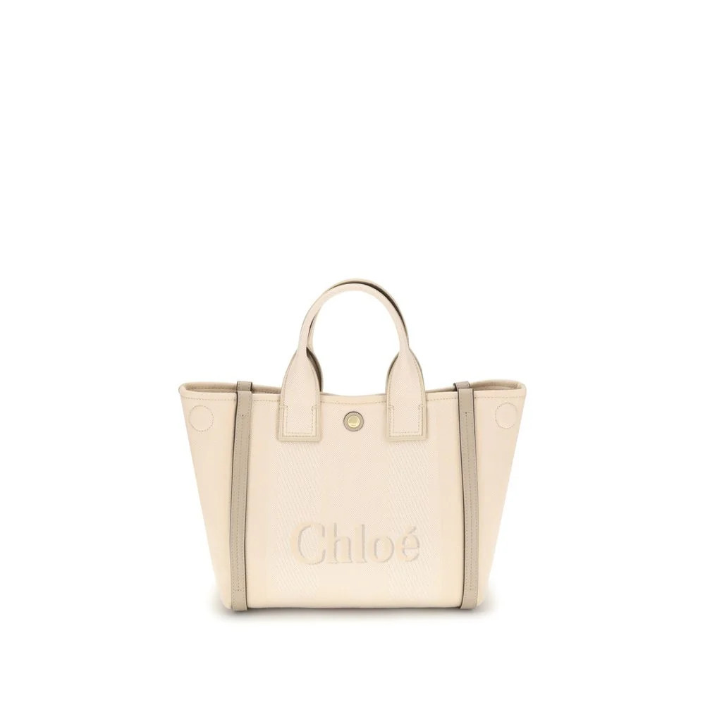 Chloe Beige Cotton Handbag | VAZLUXE
