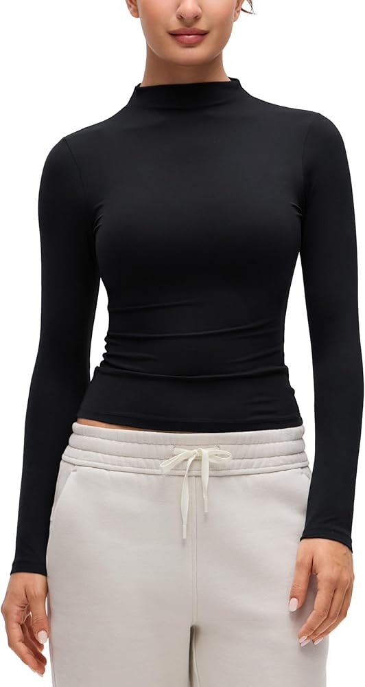 CRZ YOGA Softembrace Mock Neck Long Sleeve Shirts for Women - Casual Going Out Comfort Tops Soft ... | Amazon (US)