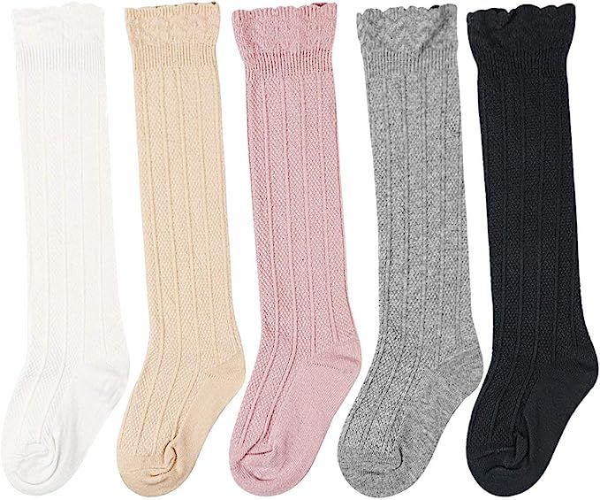 BQUBO Baby Knee High Sock Toddler Girl Dress Socks Baby Knit Stocking Cotton Infant Girls Socks | Amazon (US)