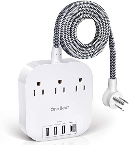 Power Strip with USB C, 3 Outlets 4 USB Ports (22.5W/4.5A) Desktop Charging Station, Flat Plug, 5... | Amazon (US)