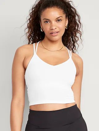 Light Support PowerPress Strappy Longline Sports Bra for Women XS-4X | Old Navy (US)