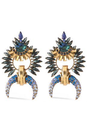 Elizabeth Cole Woman Gold-tone Crystal Earrings Blue Size - | The Outnet Global