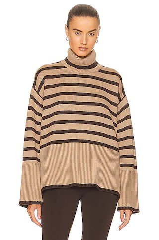 Toteme Signature Stripe Turtleneck in Nougat Stripe | FWRD | FWRD 
