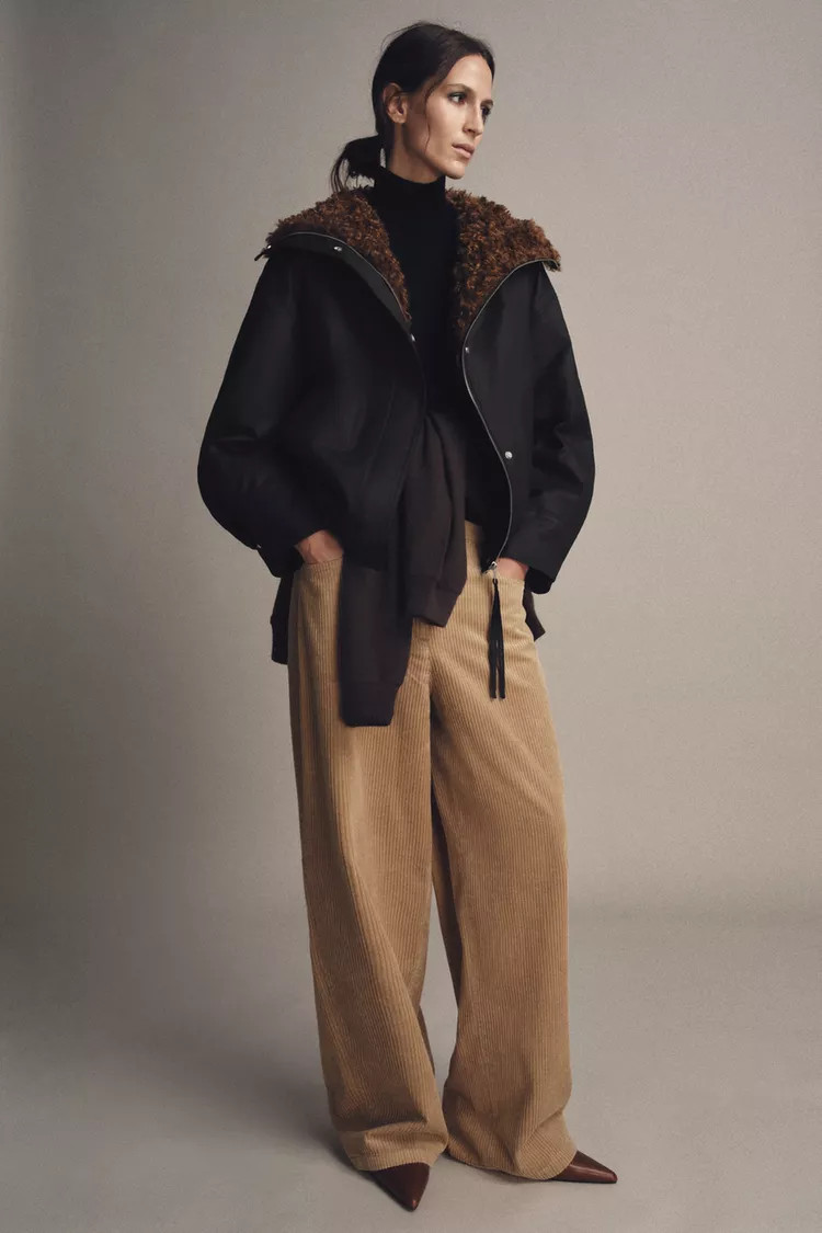 ZW COLLECTION WIDE LEG CORDUROY PANTS | Zara US