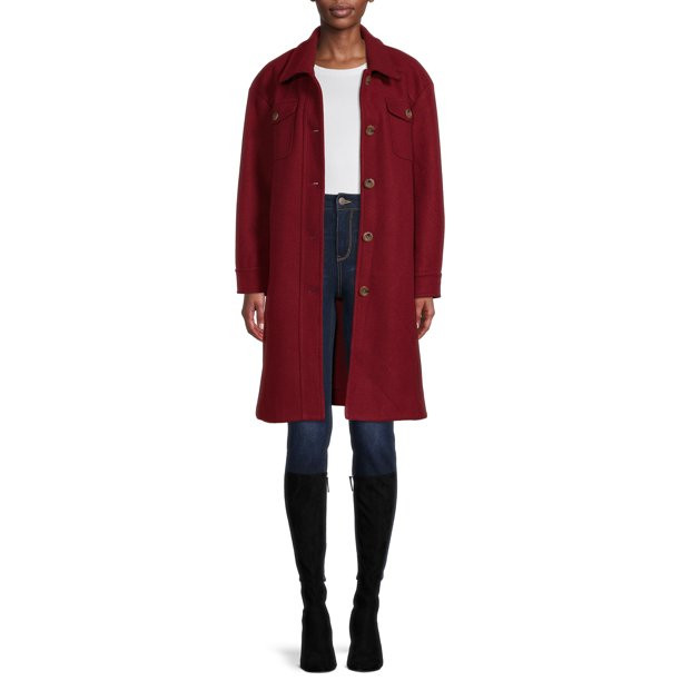 Time and Tru Women's and Plus Long Shacket Coat - Walmart.com | Walmart (US)