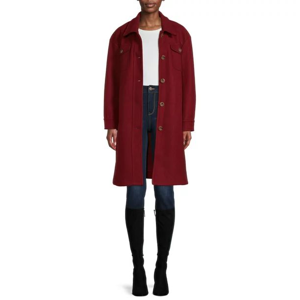 Time and Tru Women's and Plus Long Shacket Coat | Walmart (US)