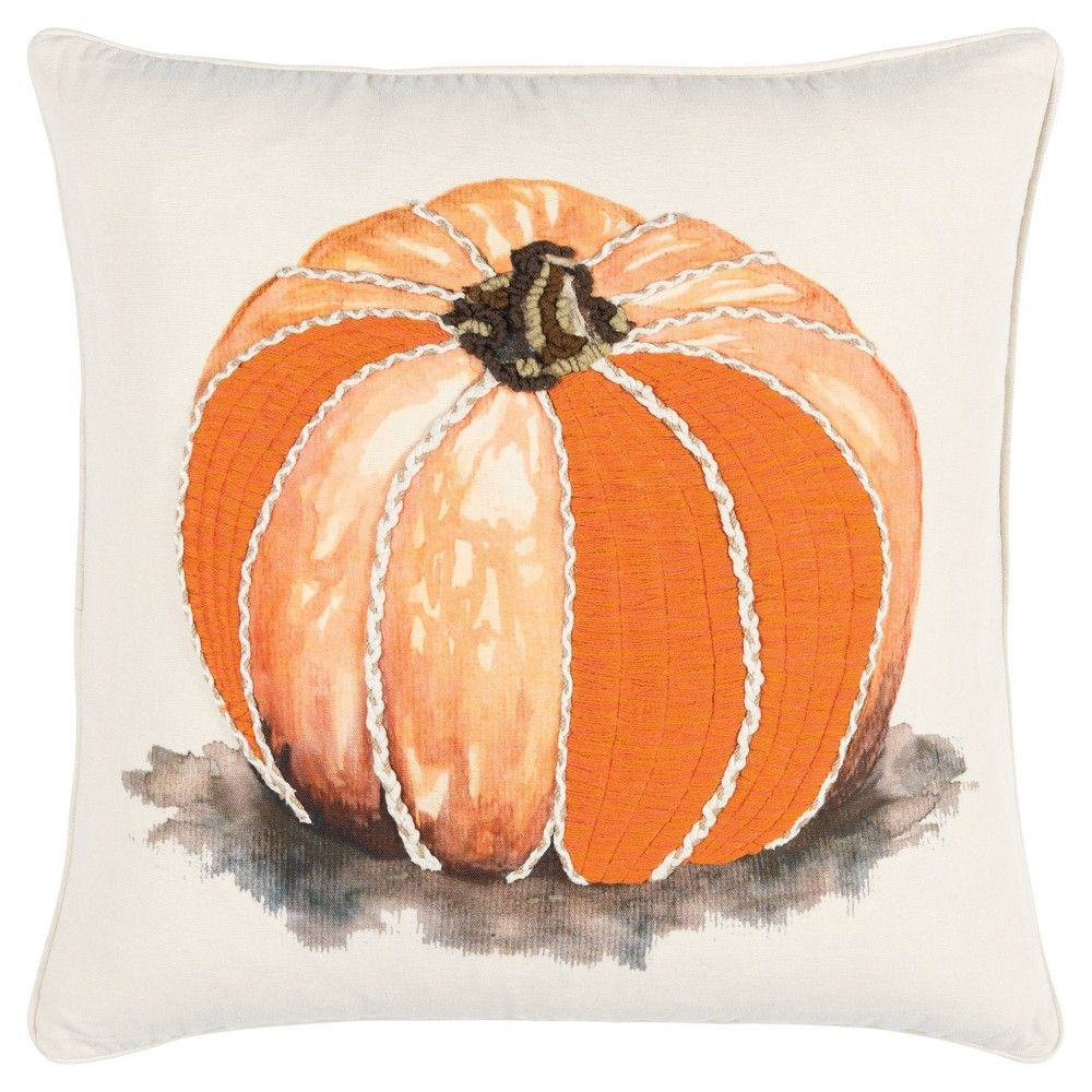 20""x20"" Oversize Pumpkin Square Throw Pillow Green - Rizzy Home | Target