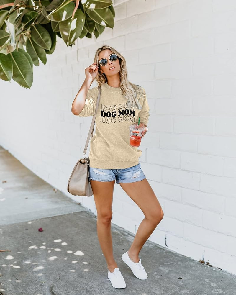 Dog Mom Sweatshirt Women Mom Life Pullover Shirts Funny Dog Lover Graphic Tshirt Mama Long Sleeve... | Amazon (US)