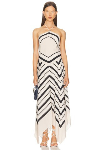 SIMKHAI Hera Halter Midi Dress in Beige | FWRD 