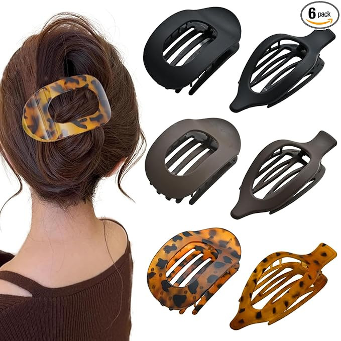 Flat Claw Clips for Women, Large Duckbill French Hair Clips, 6 Pack Non-Slip Matte Hair Accessori... | Amazon (US)