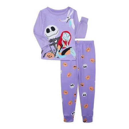 The Nightmare Before Christmas Girls Halloween Long Sleeve Top and Pants Pajama Set 2-Piece Sizes 4-10 | Walmart (US)