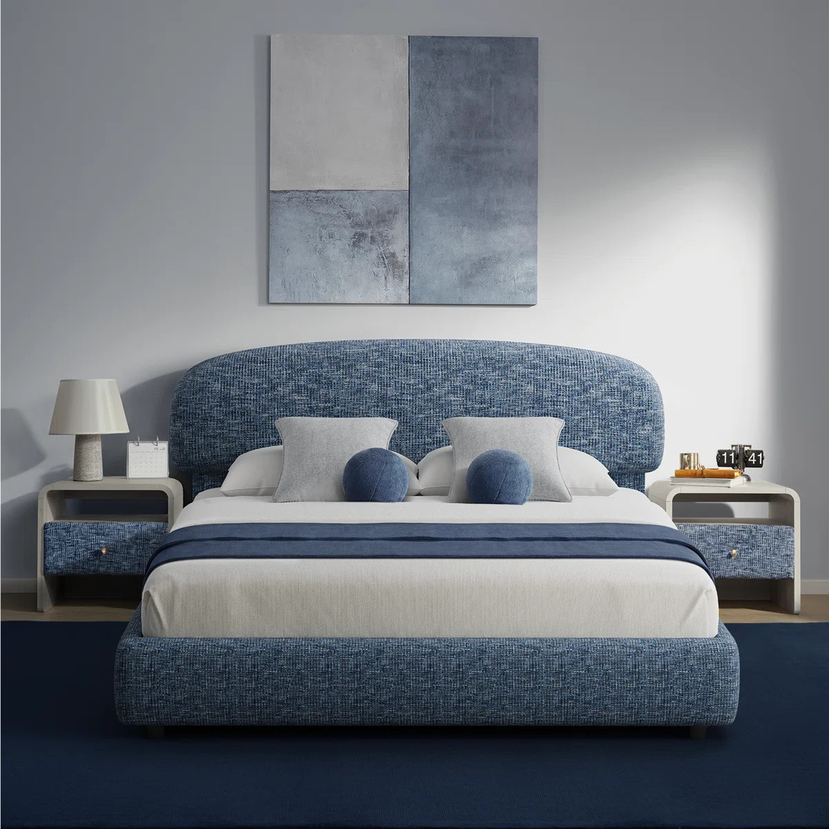 Devotia Queen Modern Upholstered Platform Bed With Curved Headboard, Hydraulic Lift Storage Bed | Wayfair North America