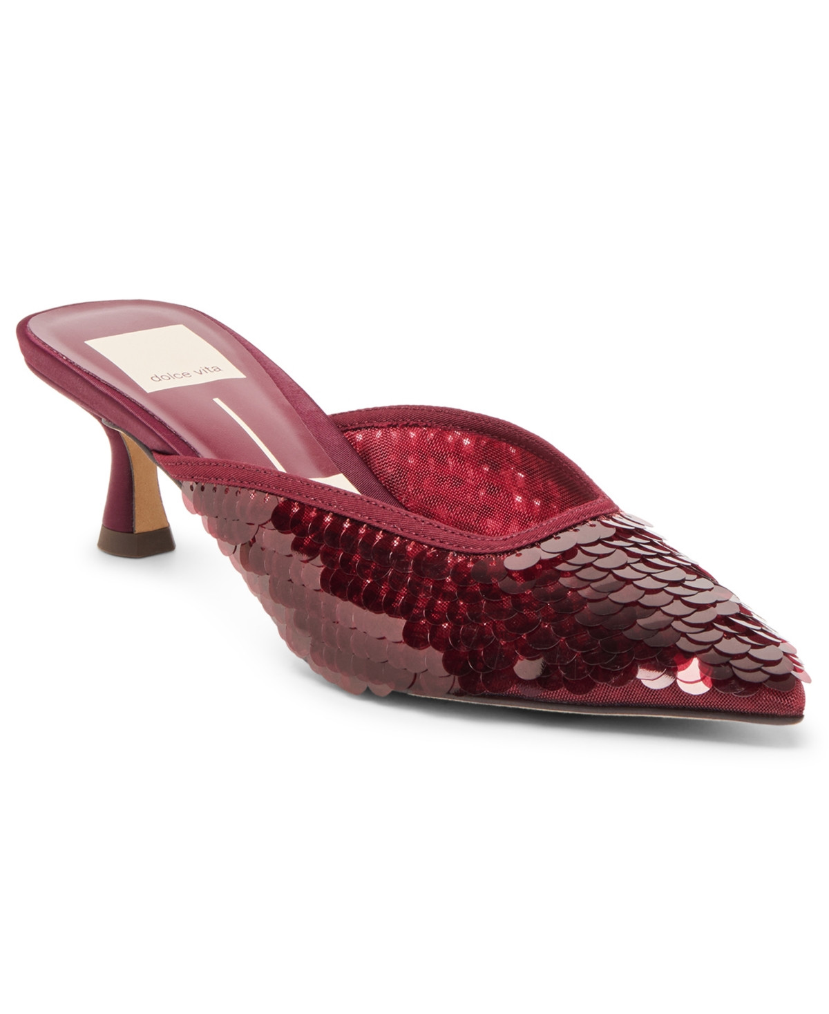 Dolce Vita Women's Cleo Sequin Pointed Toe Mule Pumps - Cranberry Sequin | Macy's
