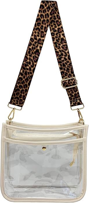 HAIBOLAN Leopard Guitar Strap Clear Bag Stadium Approved Clear CrossBody Bag Women Shoulder Handb... | Amazon (US)