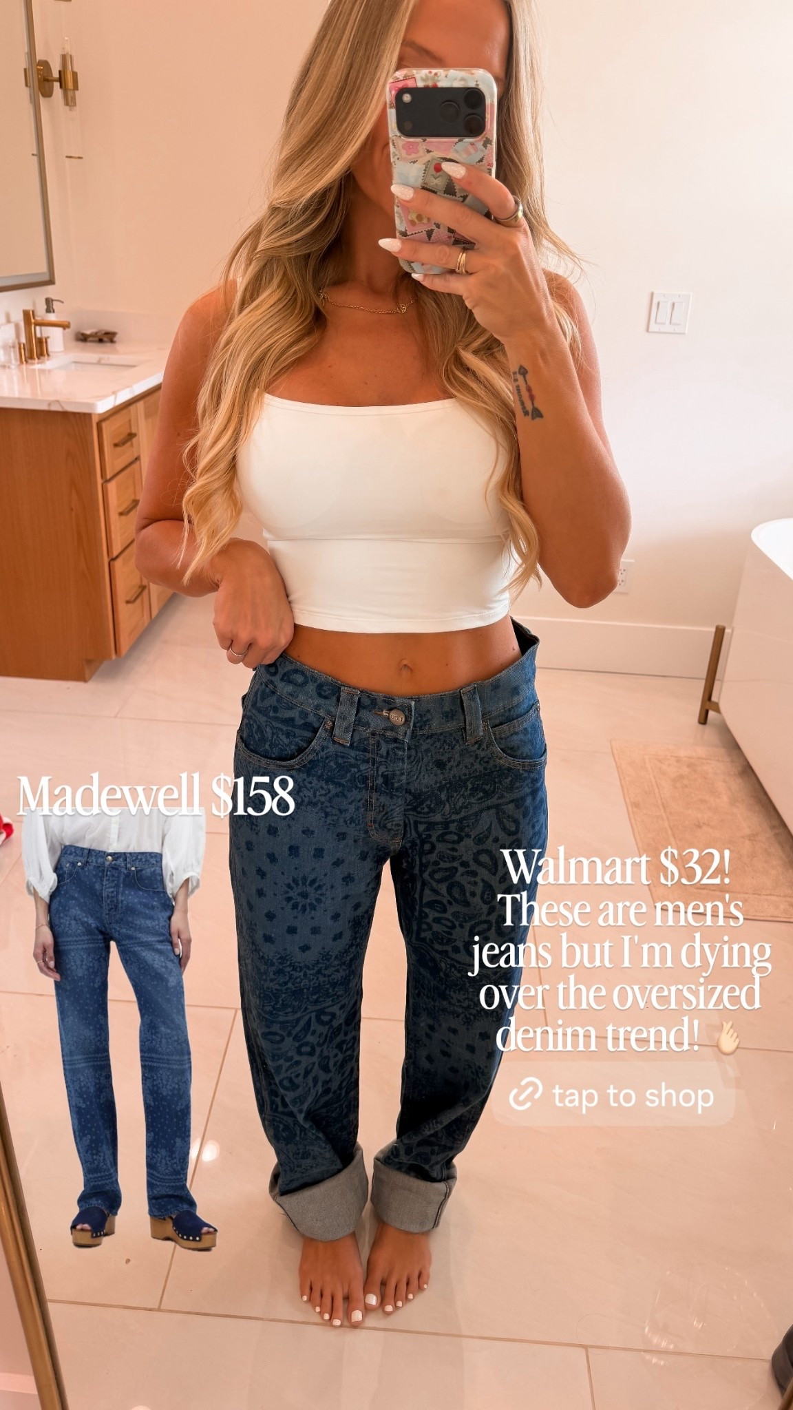These are men's
jeans but I'm dying
over the oversized
denim trend! 🫰🏻 Madewell $158 Walmart $32!