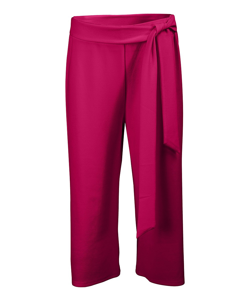Lily Women's Casual Pants FUS - Fuchsia Tie-Waist Crop Pants - Women & Plus | Zulily