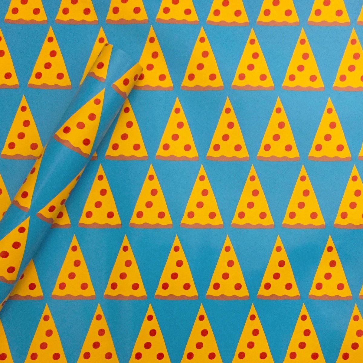Pizza Paper Gift Wrapping Paper Blue/Orange/Yellow - Spritz™ | Target