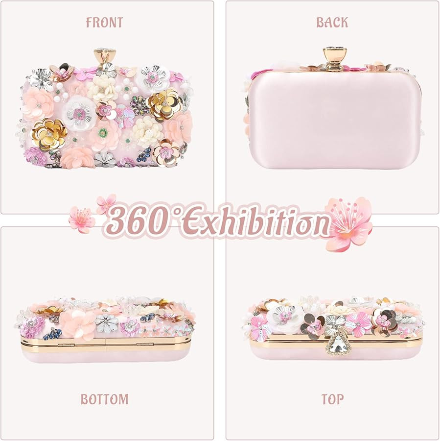 Lanpet Women Clutches Flower Evening Handbag Chain Strap Shoulder Bag | Amazon (US)