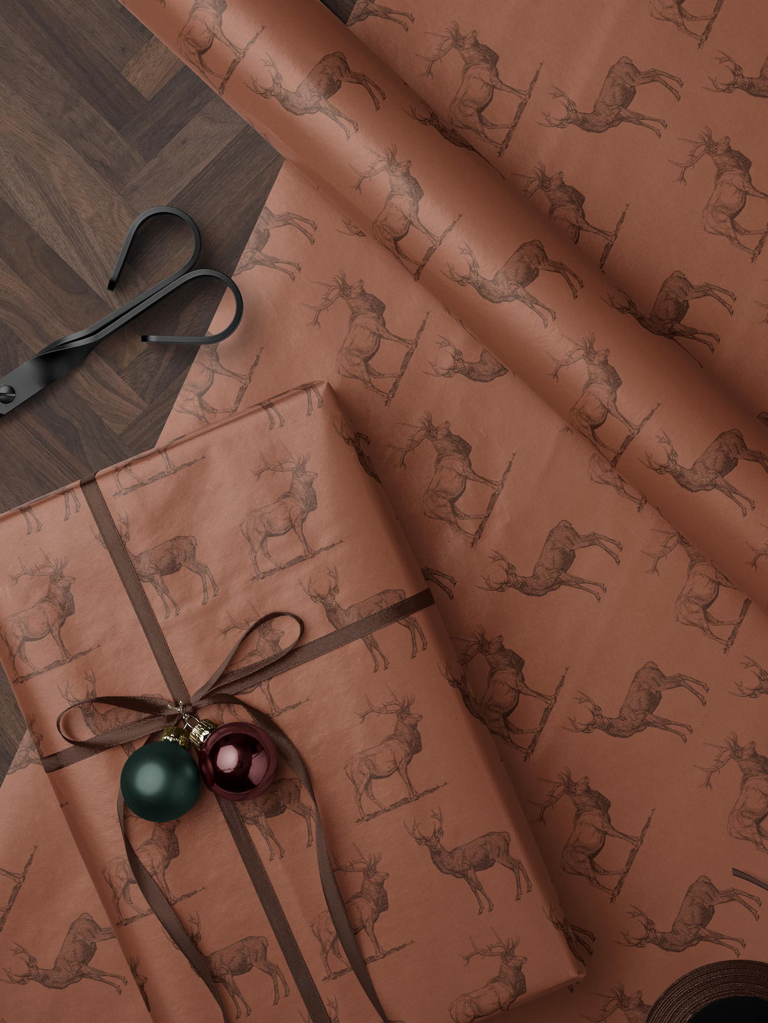Deer Wrapping Paper Elk Gift Wrap Hunting Gift for Men Holiday Wrapping Paper Christmas Gift Masc... | Etsy (US)