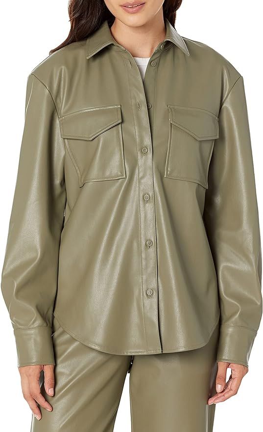 The Drop Women's @Lisadnyc Faux Leather Long Shirt Jacket | Amazon (US)