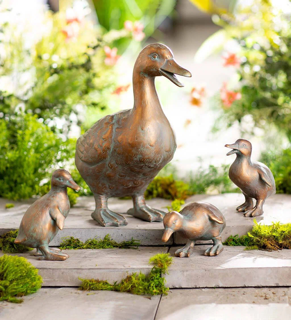 Hulme Duck Family with Mother and Three Babies Garden Statuary | Wayfair North America