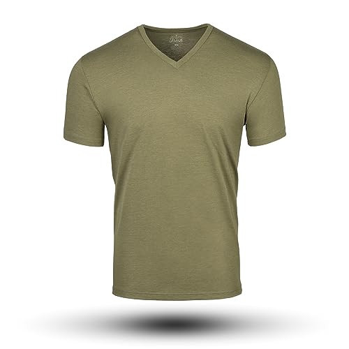Fresh Clean Threads Green V Neck T Shirts for Men - Pre Shrunk Soft Fitted Premium Classic Tee - Men's T-Shirt Cotton Poly Blend - Small | Amazon (US)