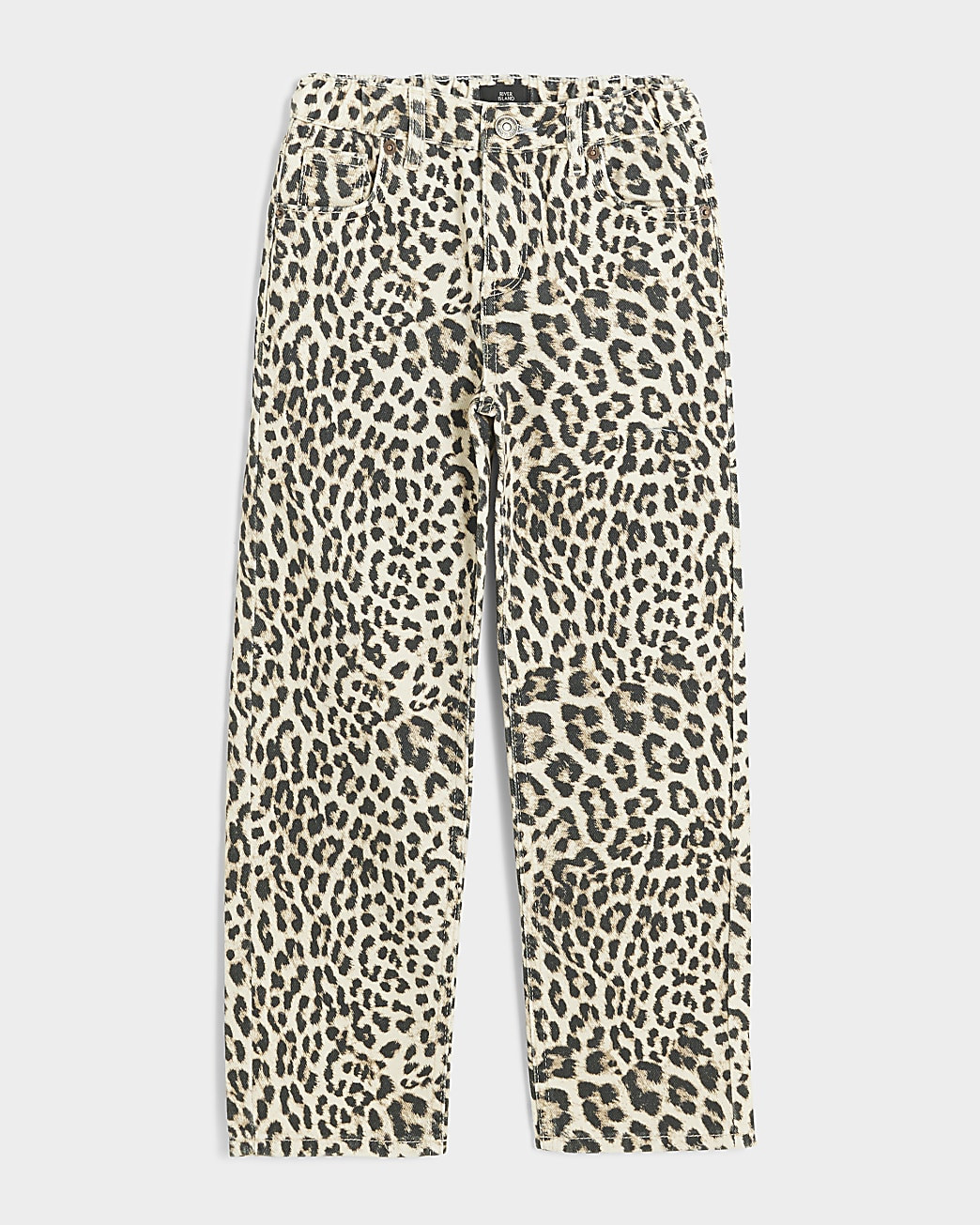 Girls brown leopard print straight jeans | River Island (UK & IE)
