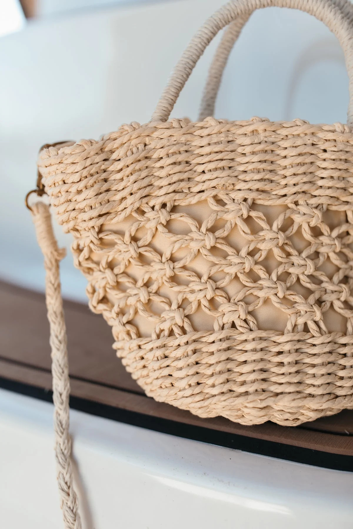 Nina Ivory Woven Handbag | The Post